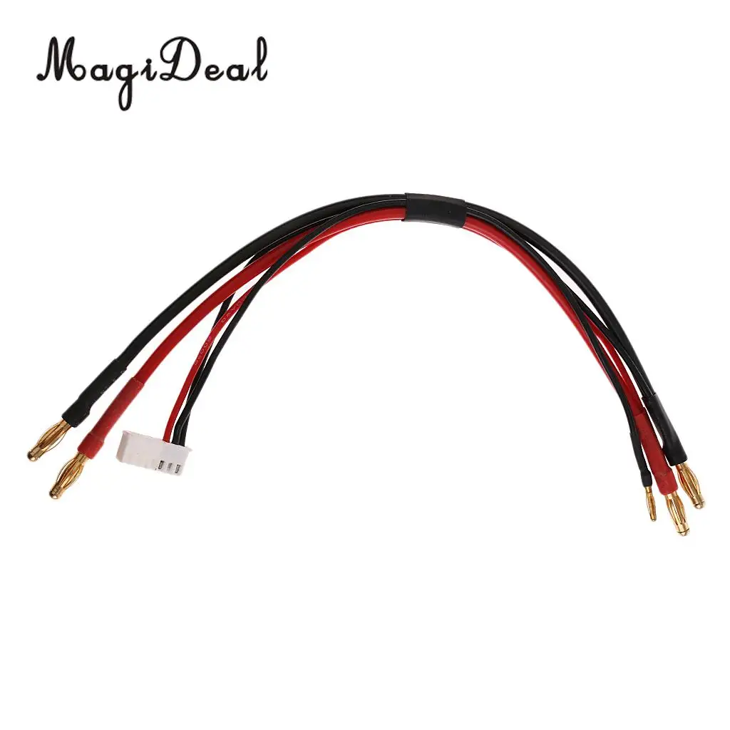 MagiDeal 1Pc Plastic 4mm Banana Male Plug to 4.0mm Bullet Male Connector Plus 2S Charging Cable 24cm