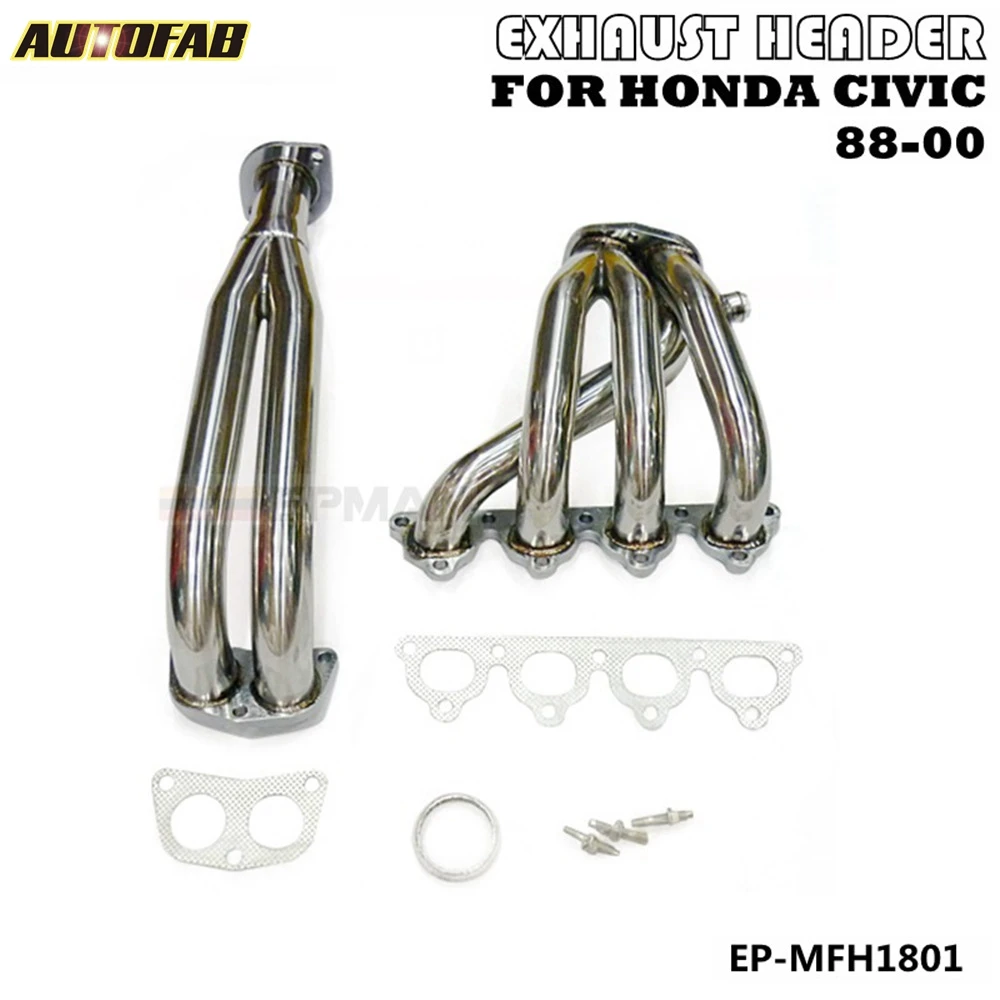 Выпускной клапан из нержавеющей стали хром заголовок для 88 00 HONDA CIVIC CRX DEL SOL D15/D16 D