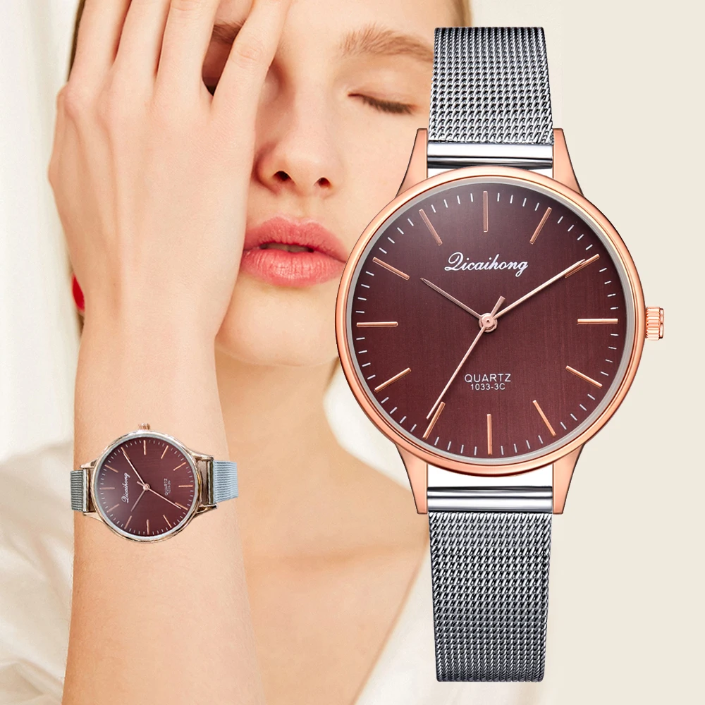 

Bracelet Watches For Women Luxury Red Dial Simple Design Creative Quartz Clock Fashion Ladies Metal Belt Sports Watch Gift 2018