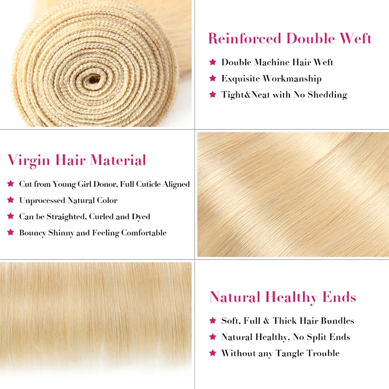 613 blonde straight hair bundles with closure  (1)