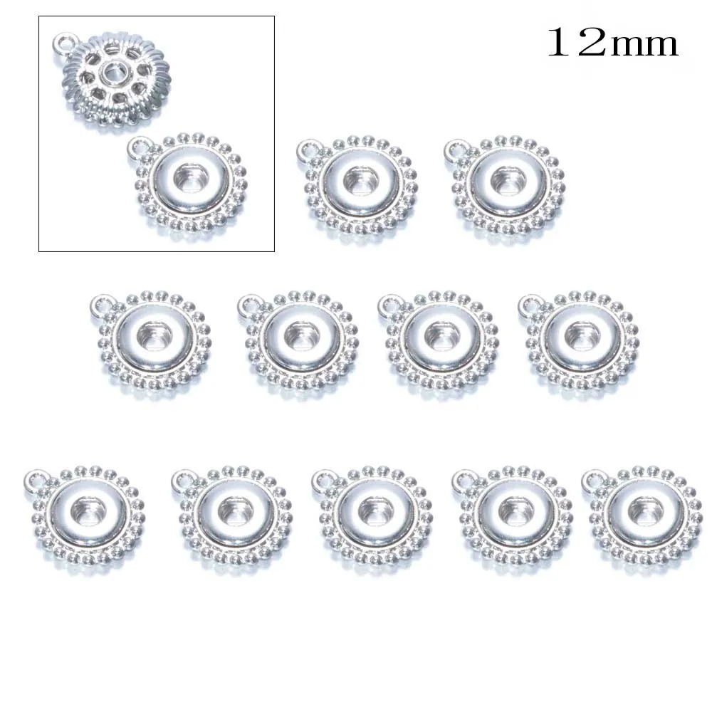 12pcs/lot Basical DIY Snap Button 12mm/18mm Interchangeable Snaps Button Base Charm For Snap Bracelets Necklaces Jewelry Making 