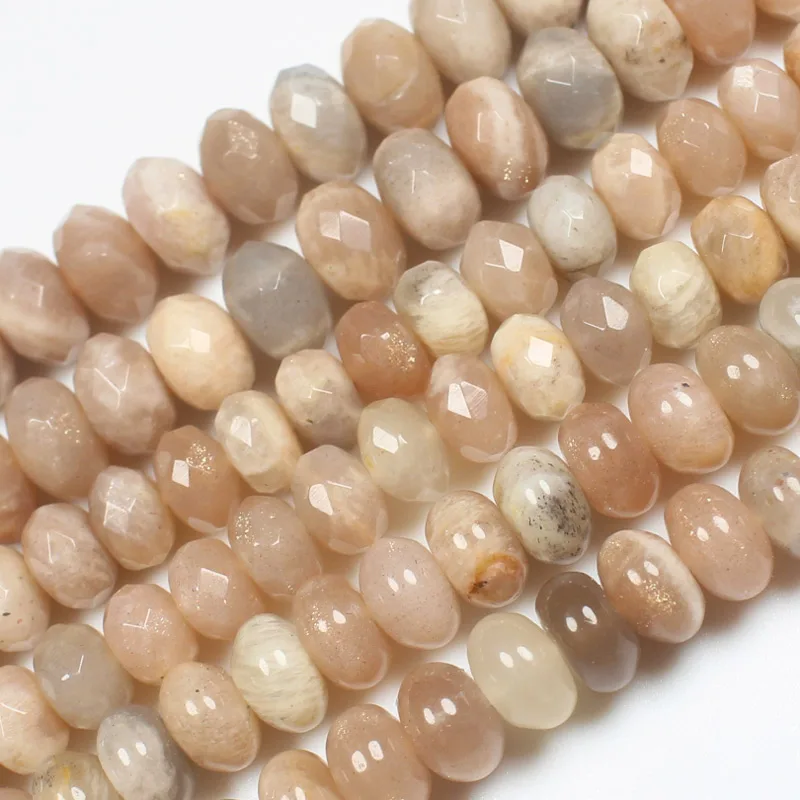 

Natural Smooth/Faceted Rondelle Sunstone 5x8/6x10mm Round beads 15inch ,For DIY Jewelry Making !
