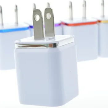 

Wholesale US plug Adapter 2.1/1A 5V Dual USB Wall Charger AC Mobile phone charger for Samsung all Cell Phone charge 100pcs