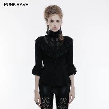 

PUNK RAVE Women Steampunk vintage t-shirt Gothic Fashion Victorian Three Quarter Sleeve Shirt Kera Fashion Party Tops Shirt