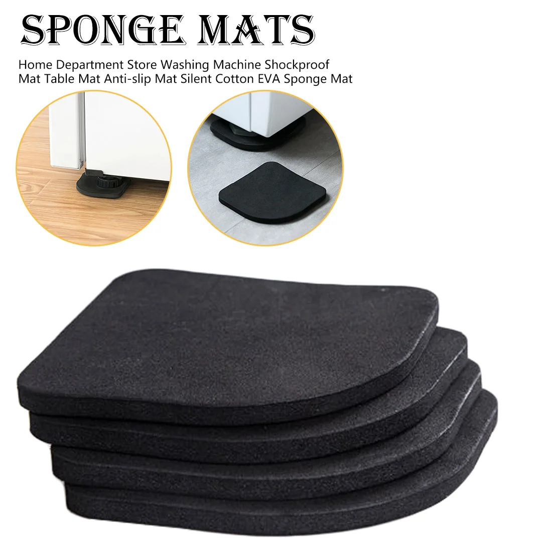ONEVER 4 PCS Universal Refrigerator and Washing Machine Anti Vibration Noise Reducing Mat Anti-slip Rubber Pad ONEVER 4 PCS Universal Refrigerator and Washing Machine Anti Vibration Noise Reducing Mat Anti-slip Rubber Pad