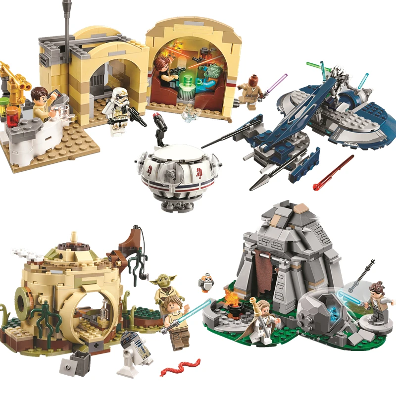

Star Wars Series Ahch-To Island Hut Combat Speeder Fighter Action Figures Building Blocks Sets Kits Bricks Compatible Legoings