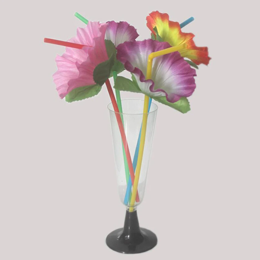 Pack of 20pcs Mixed Flower Cocktail Party Straws Beach Party Table Decoration