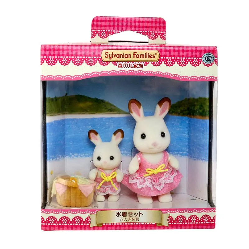 Sylvanian Families кукольный домик сцены Аксессуары для девочек Набор для плавания w/2 фигурки кролика Новинка