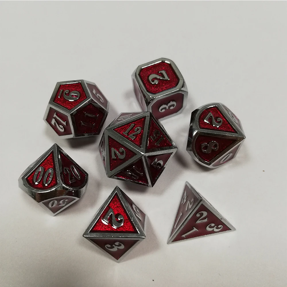 Koop 2019 Fabriek Dnd Metal Dice Set Rpg Polyhedral Dungeons And Dragons Digitale Rode Dobbelstenen Tafel Games Zinklegering D20 6 10 8 12