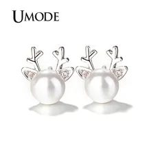 UMODE в Корейском стиле рога оленя Buckhorn засека жемчужные шпильки серьги модная серьга для Для женщин boucles d oreille femme UE0462