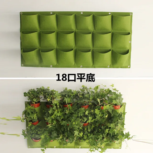 18 Pocket Garden Pots Vertical Hanging Green Wall Planters 18 Pocket Garden Pots Vertical Hanging Green Wall Planters Large Plant Pot For Balconies 100cmx50cm