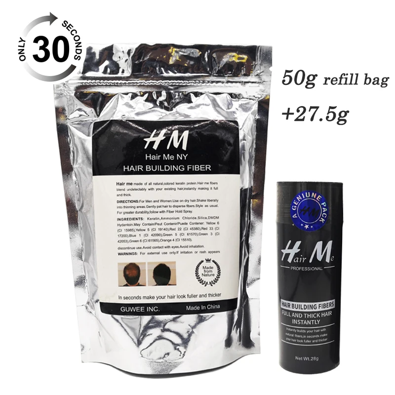 

Better Hair pik Building Fibers Cotton Natural Plant keratin top sell fibers 28g +50g refill bag+ free comb hair fiber