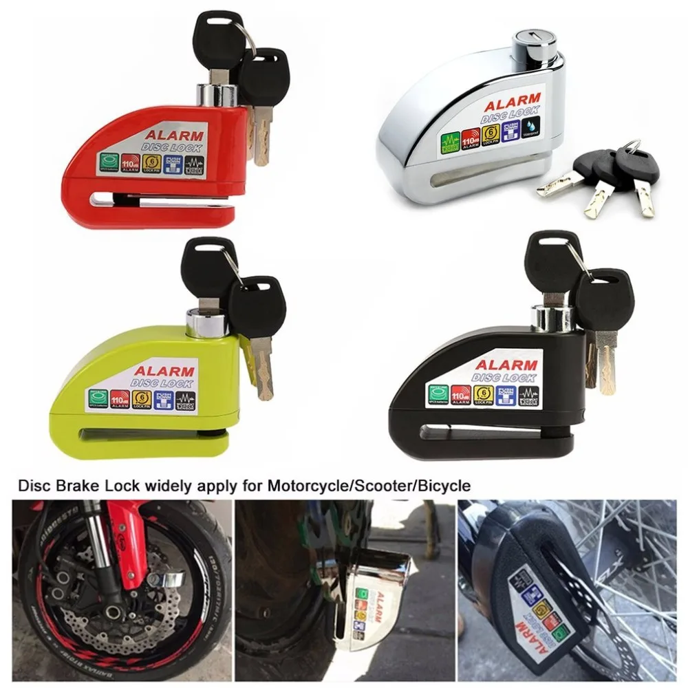

Moto Motorcycle Alarm Lock Disc Lock Scooter Bicycle Disc Brake Lock Security Anti-theft Alarm Lock with 3 Keys