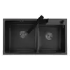 black kitchen sink double groove Handmade 304 stainless steel  seamless welding sinks kitchen vegetable washing basin black sink 4