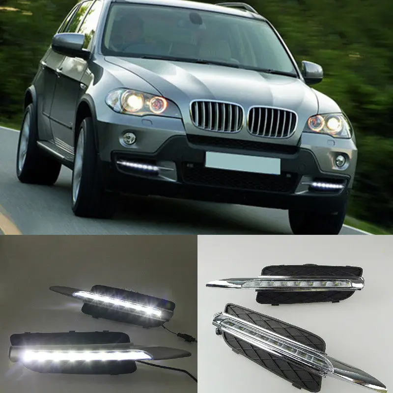 A Pair White Daytime Running Lights DRL LED Driving lamp for BMW X5
