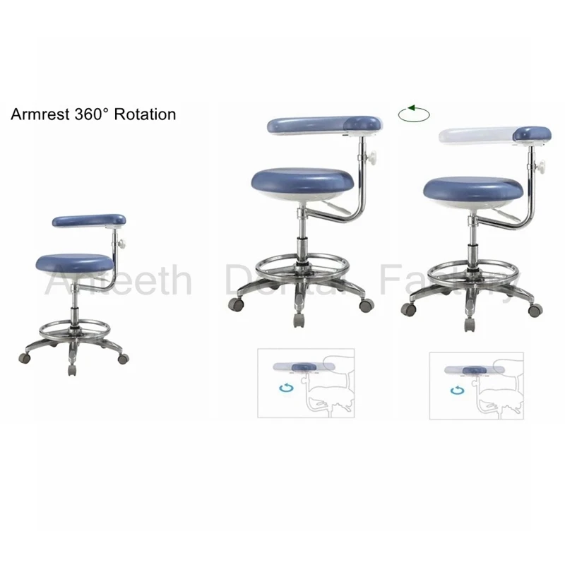 Высокое качество, удобный стоматологический помощник, стул для медсестры, регулируемый по высоте подлокотник, регулируемый на 360 градусов, из искусственной кожи