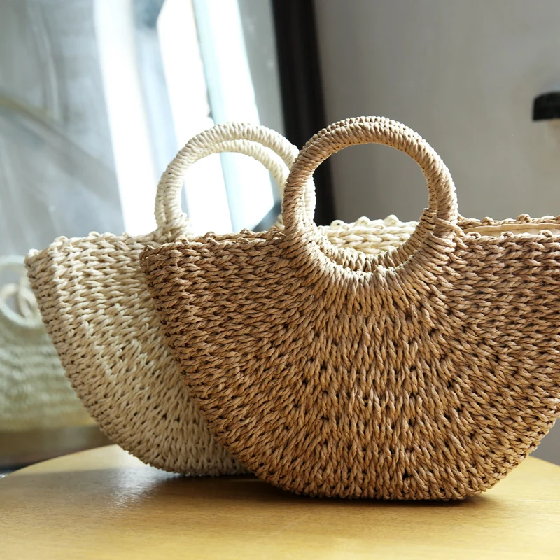 

Women's bag 2019 large straw hand bags bali beach women rattan tote handbags sac a main bolsa feminina ladies bolsos mujer