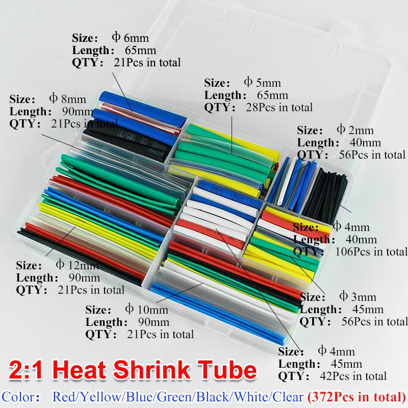 DIY Heat Shrink Tube Insulation Shrinkable Tubing Assortment Electronic