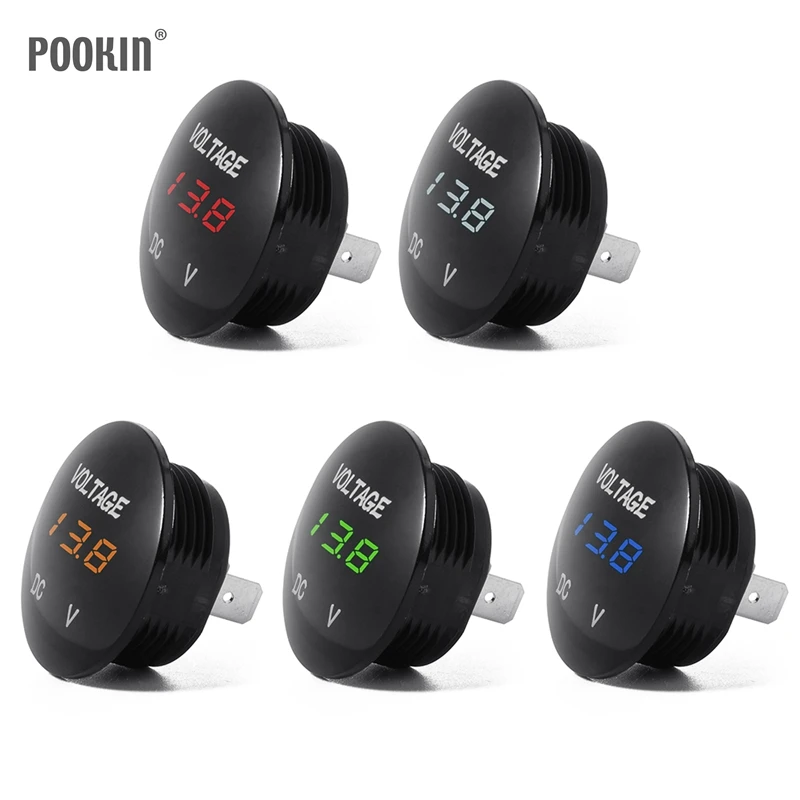

DC12V-24V Red/Green/Blue/White/Orange Waterproof LED Universal Digital Display Voltmeter Socket for Car Motorcycle Truck