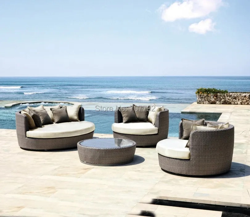 Sofa Furniture Outdoor Rattan Garden 4pc Round Sofain Garden Sofas