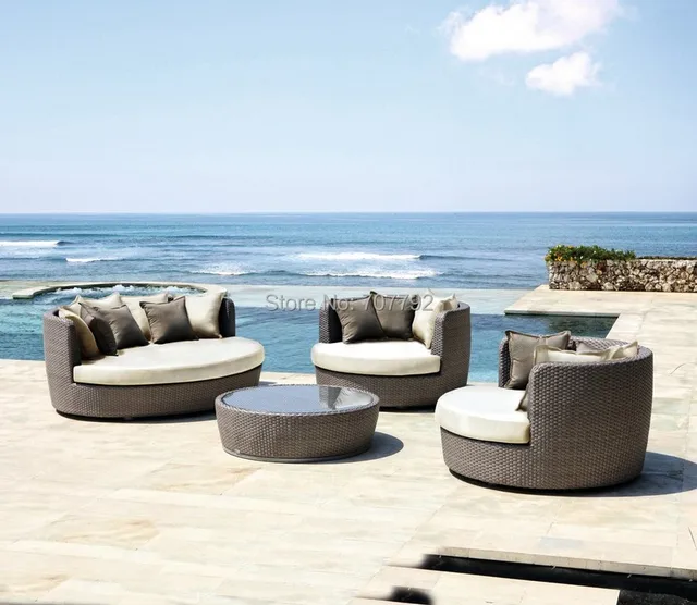 Sofa Furniture Outdoor Rattan Garden 4pc Round Sofain Garden Sofas