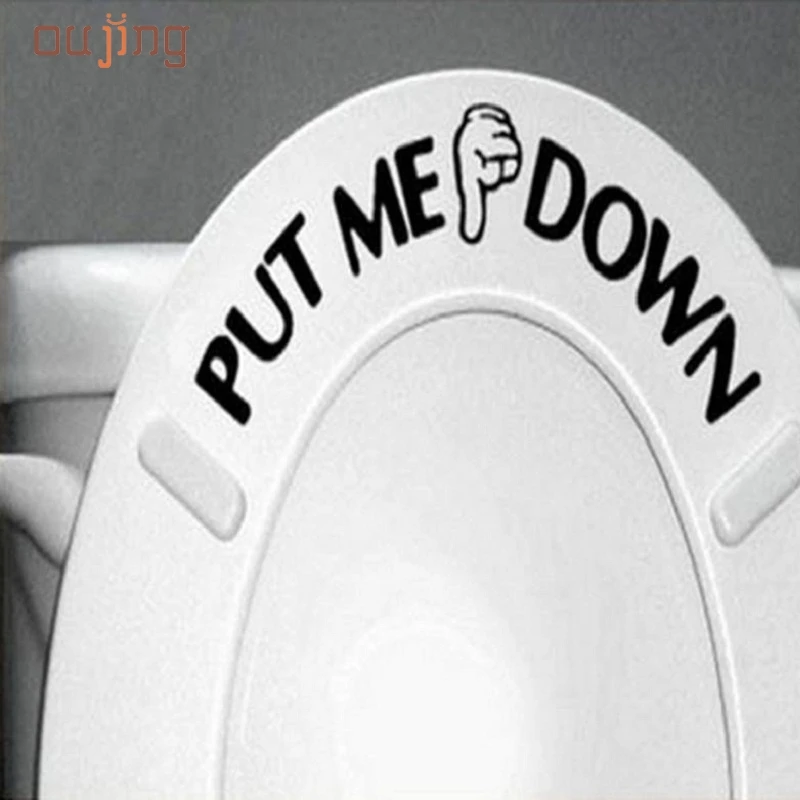 

JY 14 Mosunx Business 2016 Hot Selling Gesture Hand Decal Funny Bathroom Toilet Seat Wall Sticker Sign for PUT ME DOWN