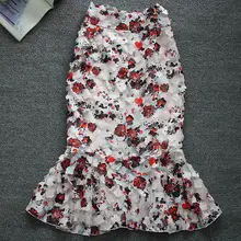 Летние винтажные Изящные Цветочные Вышивка Длинные Русалка элегантные женские юбки высокая Талия вечерние шифоновые юбки