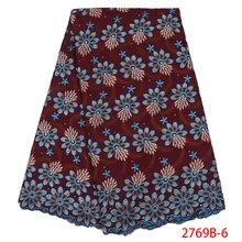 Швейцарская вуаль кружевная ткань высокого качества хлопок кружевная ткань в нигерийском стиле французский вышивка, кружево с камнями для женщин KS2769B-6