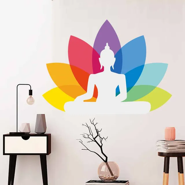 Vinyl Lotus Yoga Sticker Buddha Ganesha Wall Decal Art Design Indian