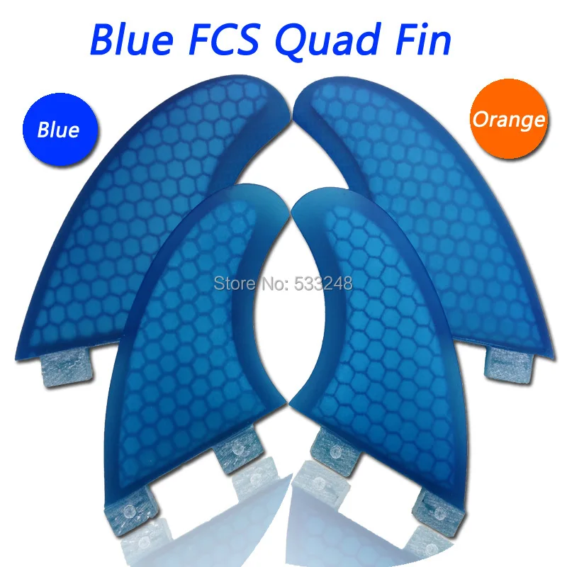 

Stock clearance sell !FCS quad surf fins fiberglass honeycomb fcs blue surfboard quad 4 fins set