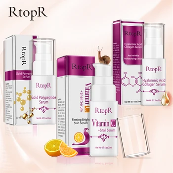

RtopR Vitamin C Snail Anti Wrinkle Firming Bright Gold Polypeptide Hyaluronic Acid Collagen Acne Wrinkle Moisturizing Skin Serum