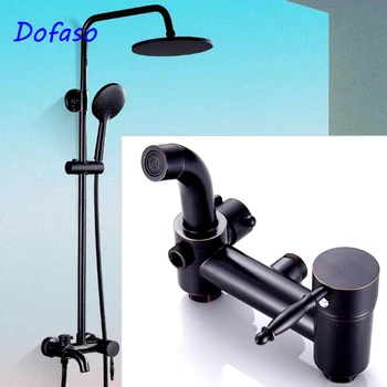 

Dofaso retro Wholesale and Retail Bathroom Shower Faucet Black Brass Wall Mounted rainfall shower set