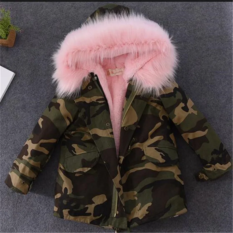 

2019 New Fashion Winter Boy Girls Jackets Thicken Children Cotton-Padded Clothes Europe Style Overcoat Fur Coat Kids Clothes