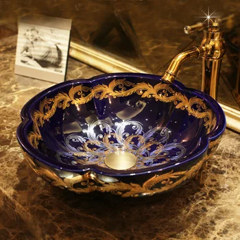 

China Artistic Handmade Ceramic wash basin Round Counter top countertop wash basin bathroom sinks Bathroom Sink Basin