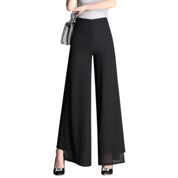 

Plus Size 4XL High Waist Wide Leg Pants Black 2019 Summer Long Zipper Casual Office Loose Trousers Women Pantalon Femme