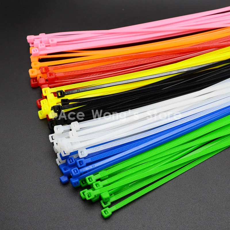 100 Pcs Cable Ties Nylon Zip Tie Wraps Strong Long Sizes & Colours Self-loc New 