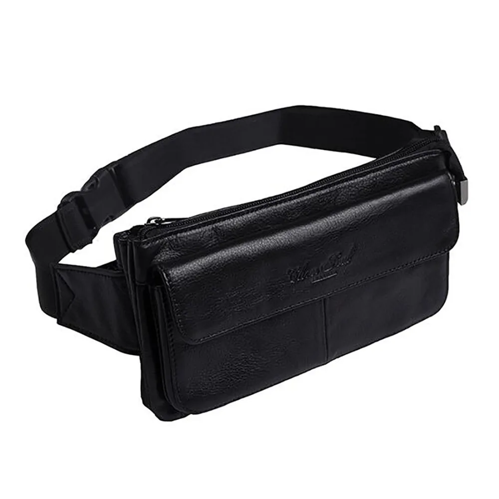 

Men Genuine Leather Waist Pack Bag First Layer Cowhide Loops Belt Hip Bum Purse Riding Shoulder Cross body Messenger Chest Bags