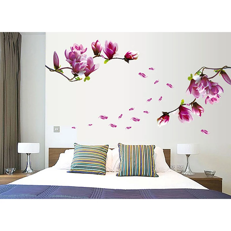 DIY Magnolia Flower Wall Stickers Wall Decal Living Room Wallpaper For Home Murals Art Living Room Decorations Wall Sticker