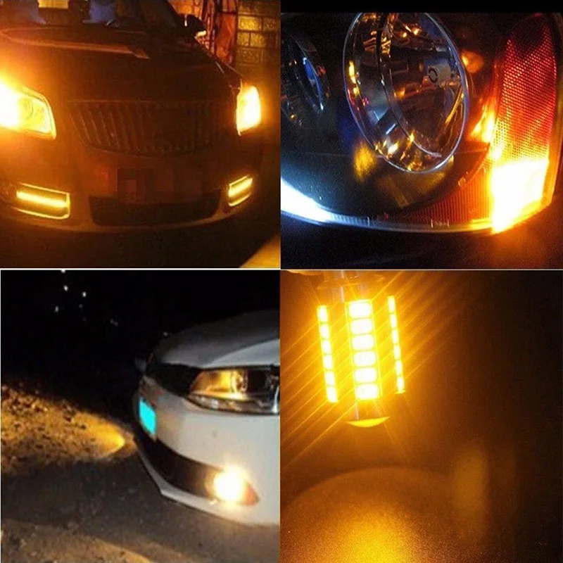 2 шт. 3157 3156 3057 33 светодиодный Янтарный Автомобильный задний обратный поворот сигнальная лампа