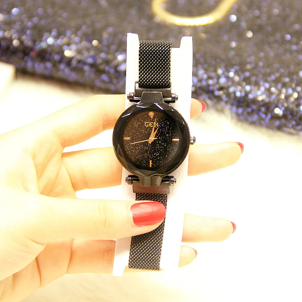 2018 Элитный бренд Для женщин наручные часы Нержавеющая сталь с Стекло движение Звездное Дизайн Водонепроницаемый гальваническим плоские