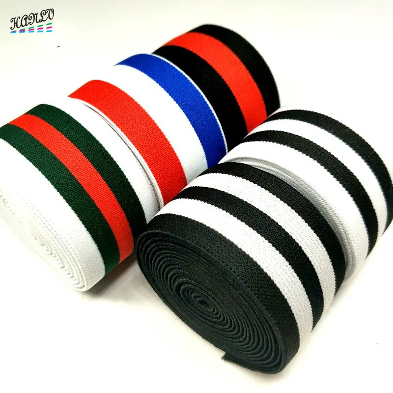 

HL 40MM Width 2 Meters/lot Highest Quality Nylon Colorful Stripe Elastic Bands DIY Webbing Garment Sewing Accessories