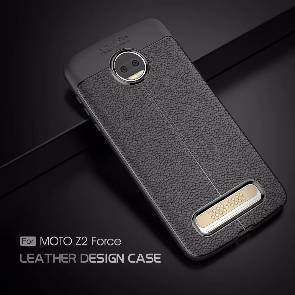 [Long Steven]For MOTO Z2 Force Case Ultra Thin Leather Grain Lightweight Convenient Protector Cover For Motorola |