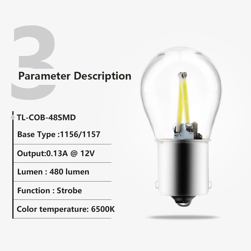 2 шт. 10 стробоскоп BA15S BAU15S 1157 стеклянные лампы COB 48 SMD DC 12V мигающий Автомобильный