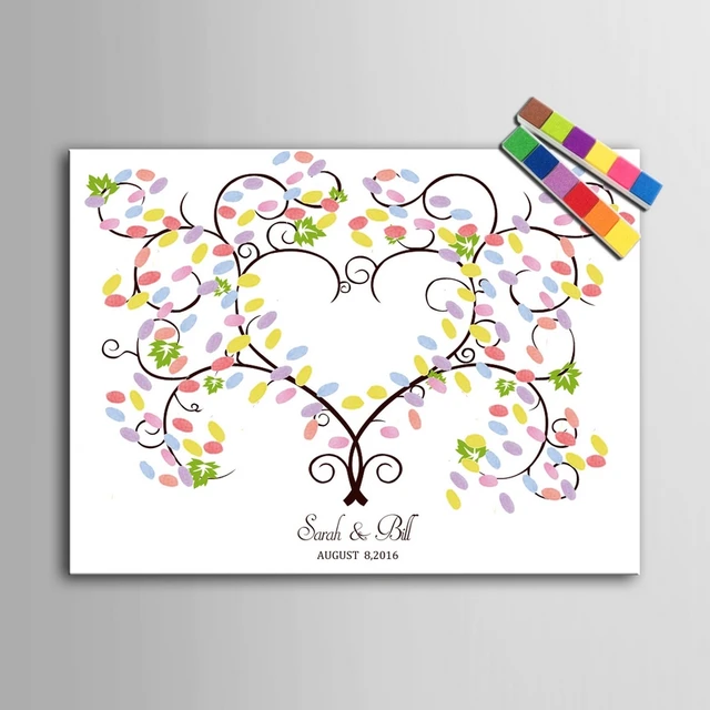 Guest Bookfingerprint Signature Canvas Painting Wedding Tree Guest Bookfingerprint Signature Canvas Painting Wedding Tree Fingerprint Attendance Accessories Diy With Inkpad