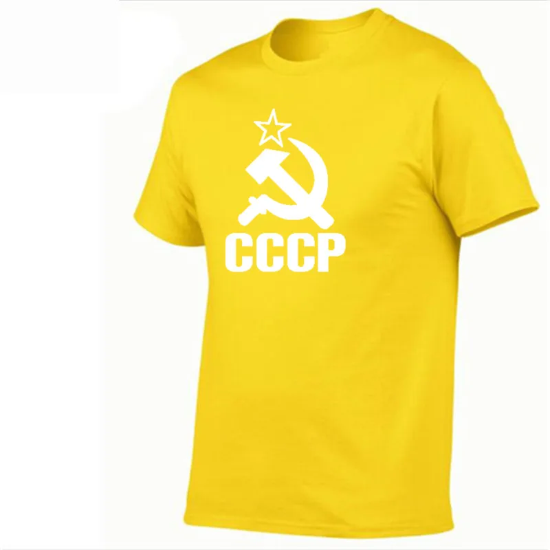 Футболка для спортзала WINER CCCP, Мужская футболка с коротким рукавом, футболки из хлопка с круглым вырезом - Цвет: 8  Yellow