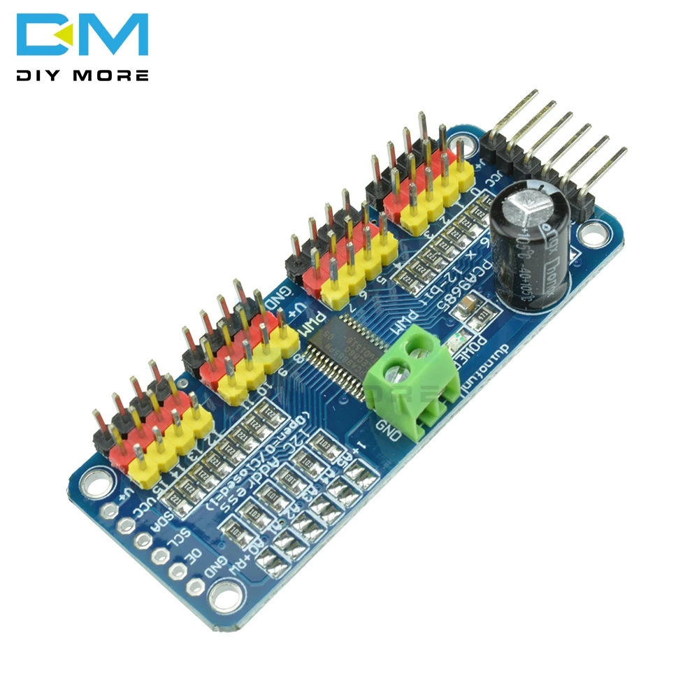 PCA9685 16 каналов 12 разрядный PWM сервопривод I2C IIC Φ плата модуль для Raspberry Pi щит