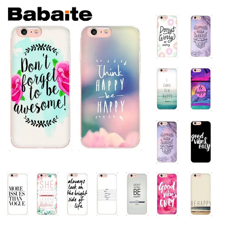 

Babaite Proverb Phrase Motto Good Vibes Only Love Novelty Fundas Phone Case for iPhone 8 7 6 6S Plus X XS MAX 5 5S SE XR 10