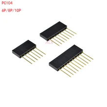 20 pces 6/8/10 pino único encabeçamento fêmea reto 2.54mm pino passo longo 11mm tira conector soquete 1x6 1x8 1x10 6 p/8 p/10 p