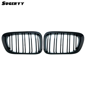 

SUGERYY 1 Pair For BMW E46 2 Door 2D 3 Series 1999-2002 Car Style Gloss Black Front Kidney Double Slat Grill Grille Car-styling