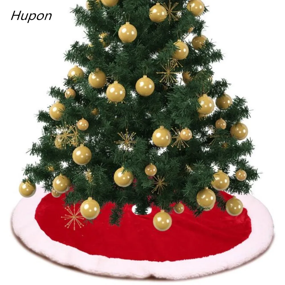 

48inch Red Christmas Tree Skirt Lamb Fabric Carpet Merry Christmas Decorations for Home Christmas Tree Deco New Year Party